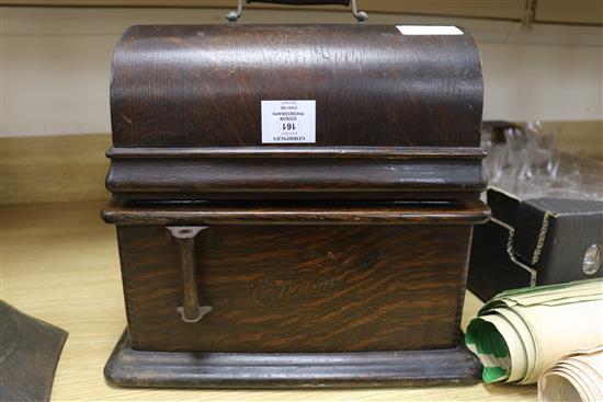 An Edison standard phonograph, sound box lacking